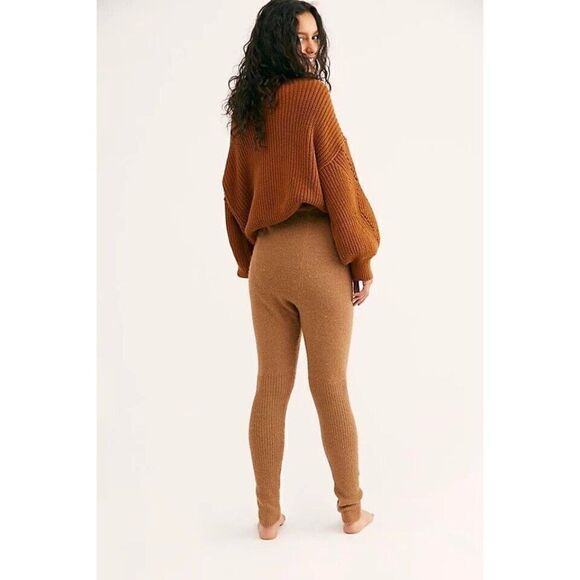 NEW FREE PEOPLE X NICHOLAS K SZ M CELESTE RIBBED ALPACA SWEATER PANT CAMEL - Picture 4 of 5